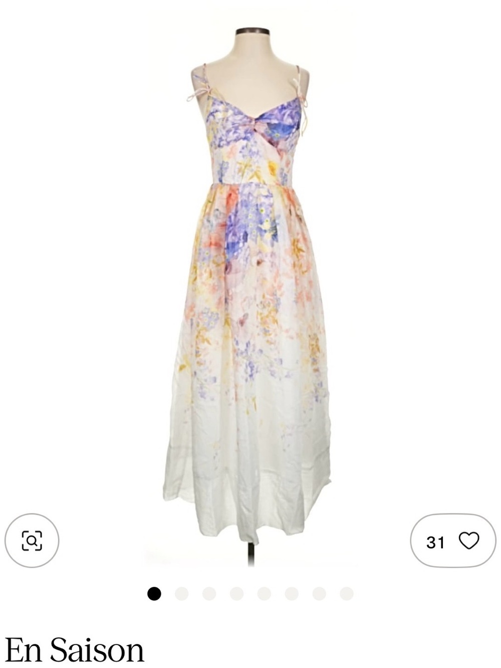 En Saison White Maxi Dress with Purple & Yellow Floral Print